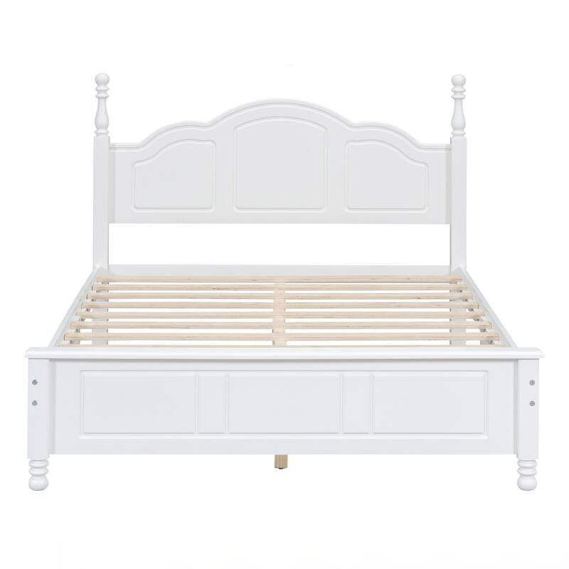 Full Size Wood Platform Bed Frame,Retro Style Platform Bed with Wooden Slat Support