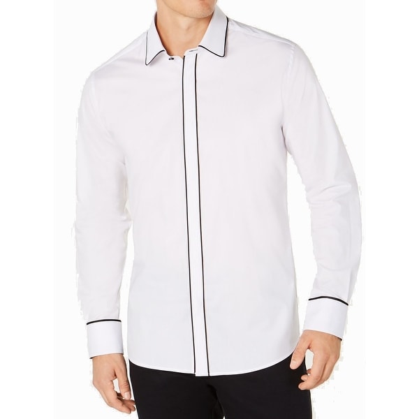 white dress shirt with black trim