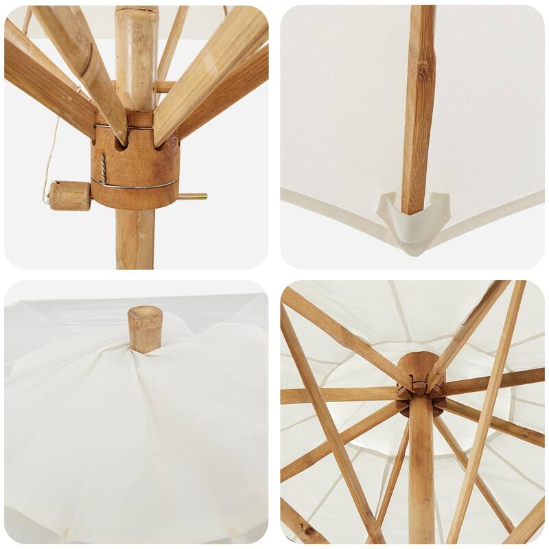 vidaXL Garden Parasol Cream White 85.4x90.6 in Bamboo - 85.4 X 85.4 X 90.6 in