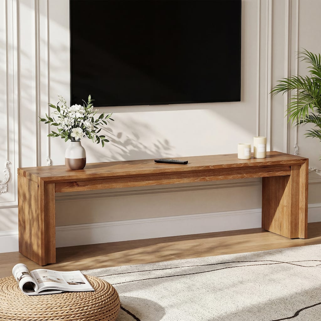 63" Solid Wood TV Console, Farmhouse Entertainment Center