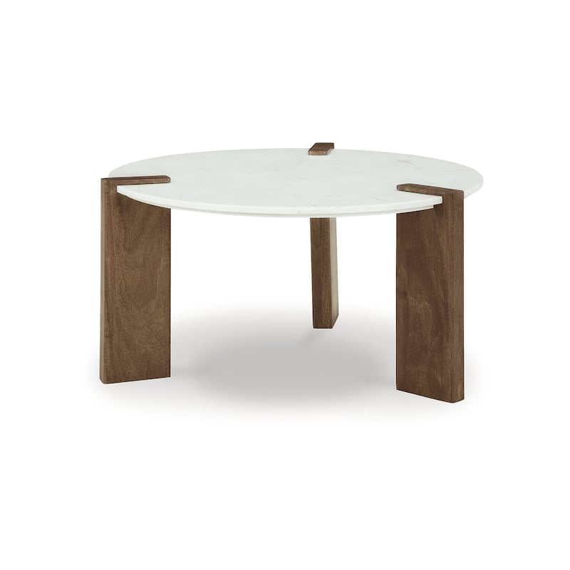 Signature Design by Ashley Isanti White/Brown Coffee Table - 33"W x 33"D x 18"H