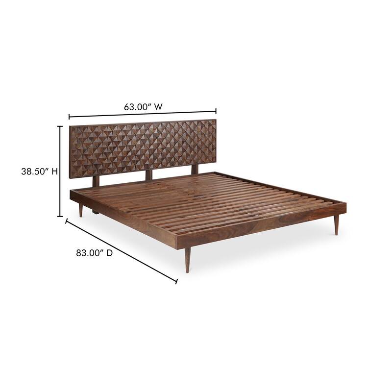 NADAAL STUDIOS Lennon, Queen Bed with Carved Headboard, Walnut