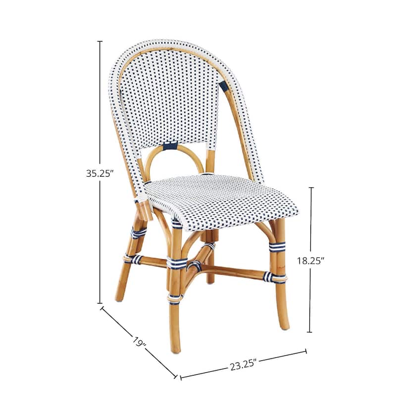 Furniture Classics Leroy Rattan Dining Chair, Blue/ White