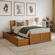 preview thumbnail 1 of 19, Orlando Platform Bed with Footboard and Storage Drawers Light Toffee - Twin