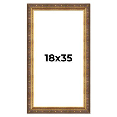 18x35 Frame Vintage Gold Solid Wood Picture Frame | 2.5 Inch Moulding