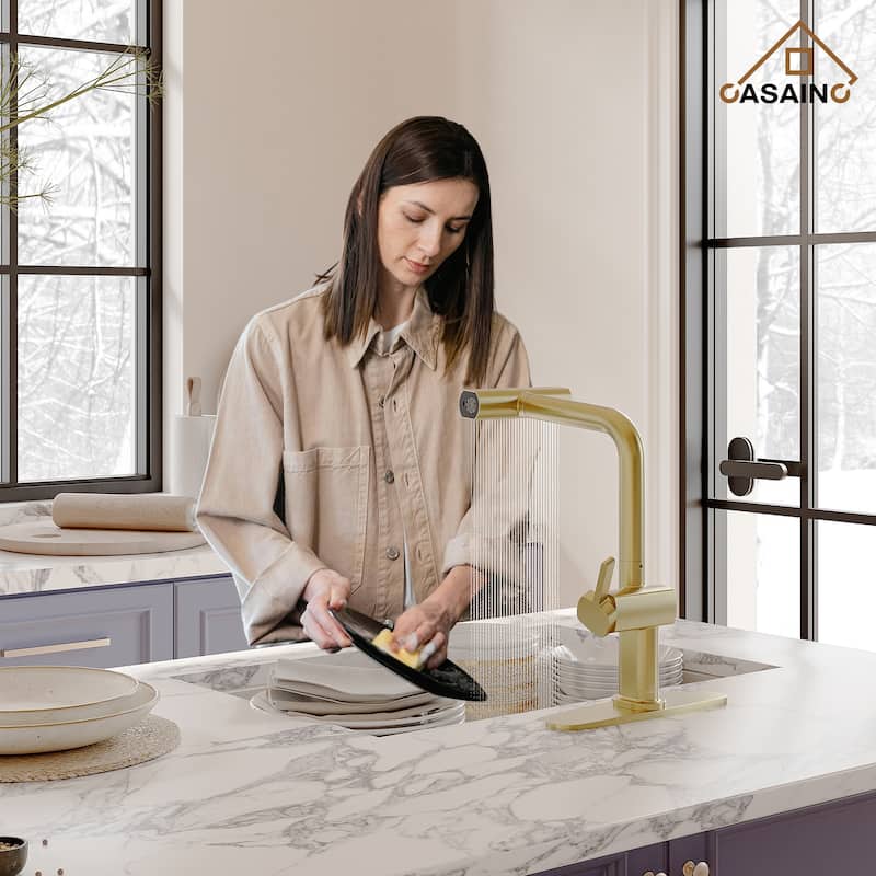 Single Handle Pull Down Sprayer Kitchen Faucet with Motion Sense Wave, Power Boost
