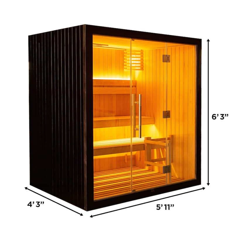 ALEKO 4 Person Hemlock Indoor Dry Wet Sauna with 4.5 kW Electrical Heater