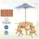 preview thumbnail 4 of 5, Kids Wooden Table Set with Adjustable Umbrella Table & 4 Stools