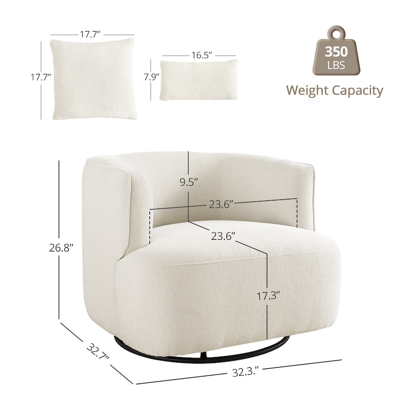 LUE BONA 2 Set Swivel Accent Armchair Fabric Blend, Modern Barrel Living Room Sofa Chair - 32.7" W x 32.7" D x 26.8" H