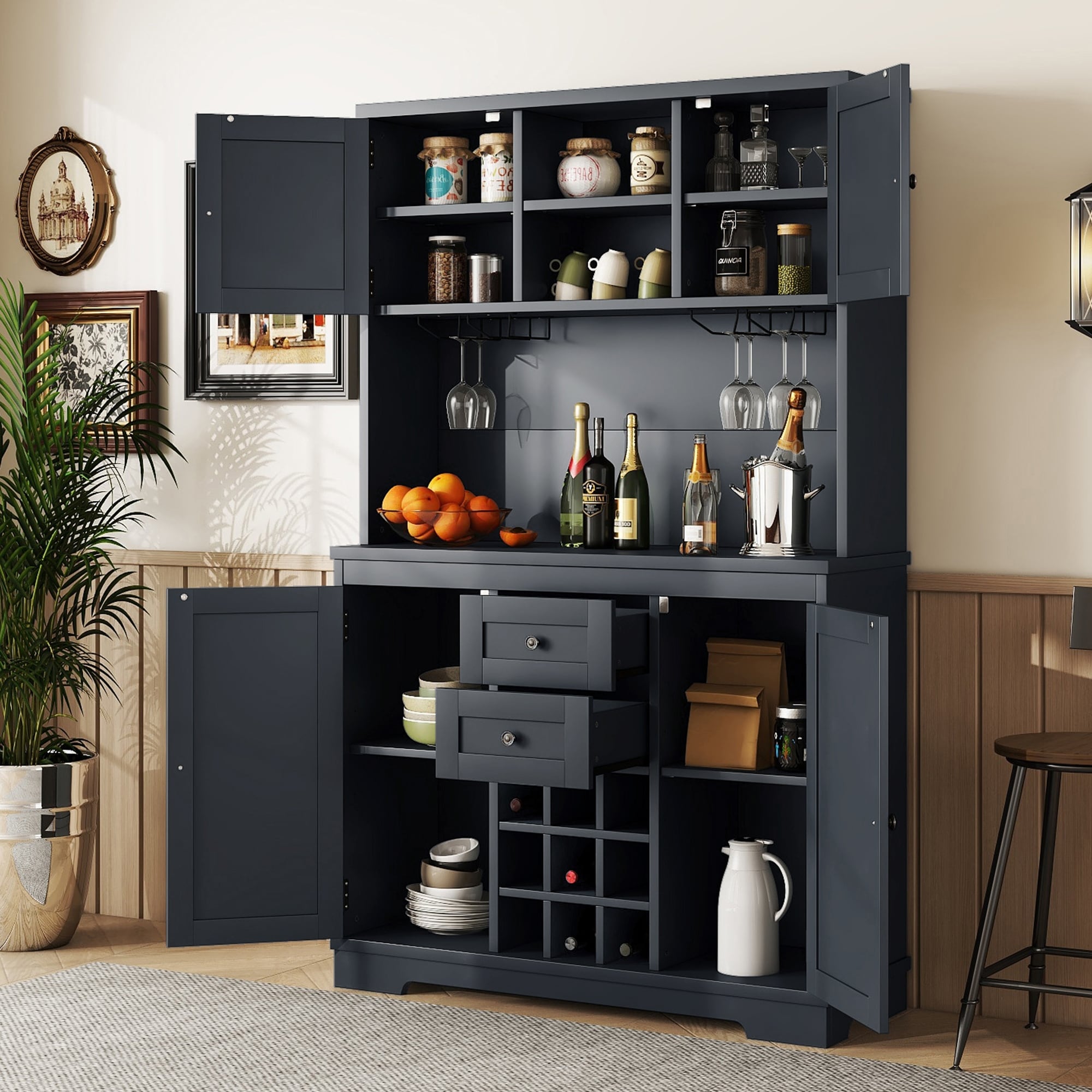 Bar Buffet Buffet Table With Wine Storage Pantry Storage Cabinet