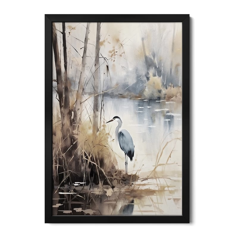 Herons X Premium Framed Poster by Ray Powers - Black - 32x24x1
