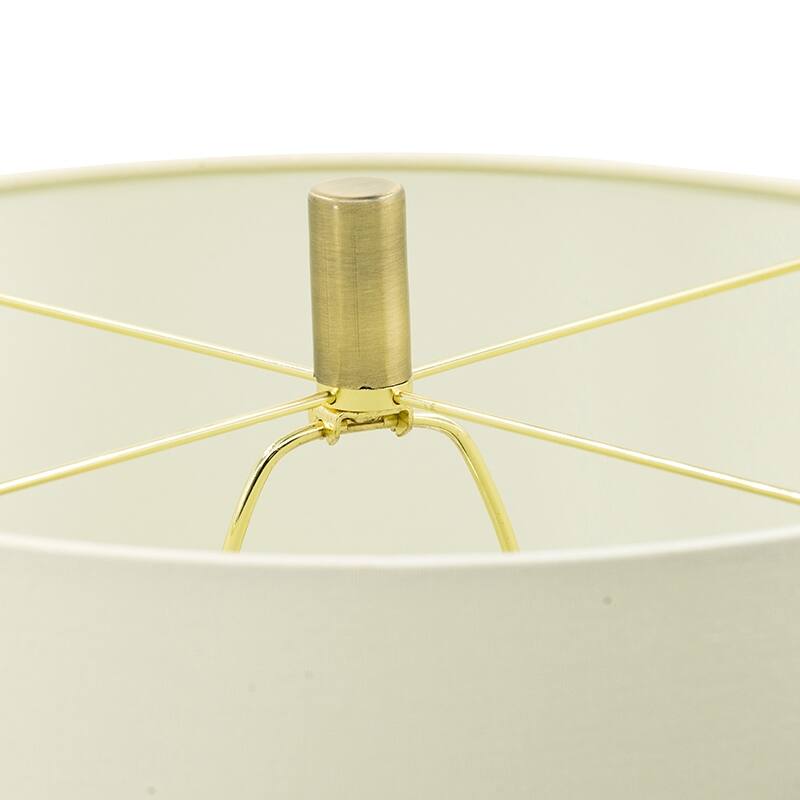 16x16x35" Gold Mirrored Glass Table Lamp with White Fabric Shade