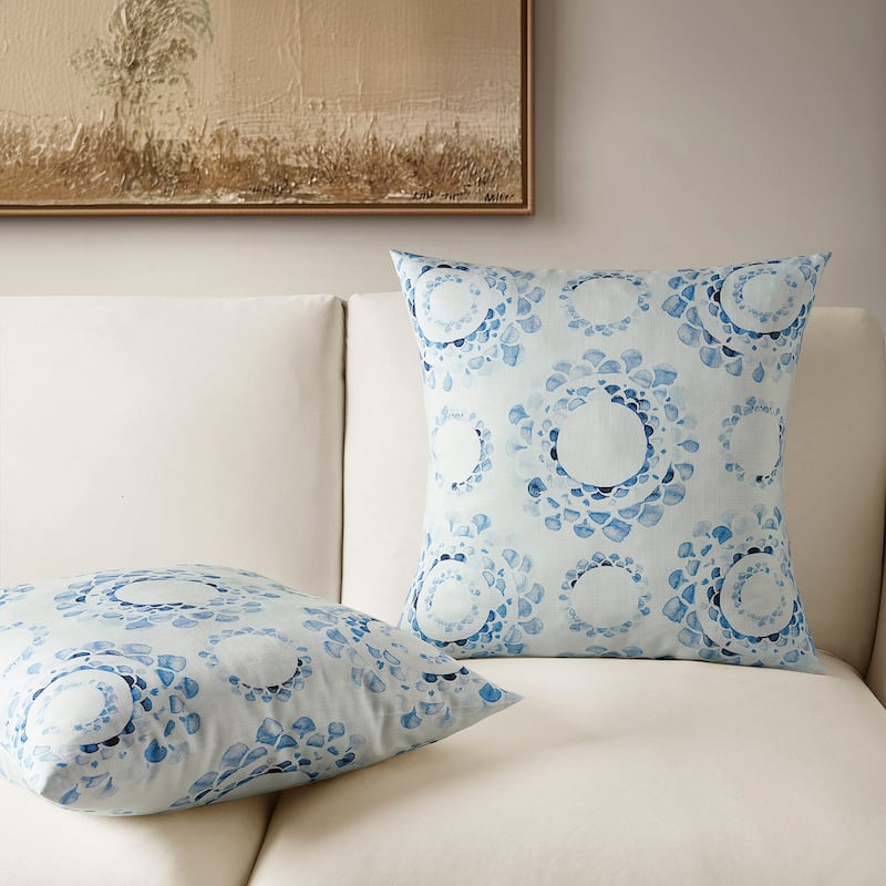 Exclusive Fabrics Printed Cotton Throw Pillow Covers 18 X 18 - Textured Decorative Pillow Covers (Set of 2)