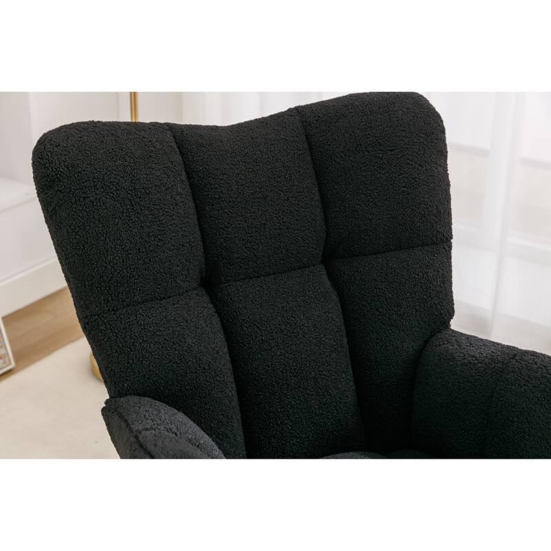 Teddy Fabric Rocking Glider Chair with Wooden Frame and 250lb Weight Capacity