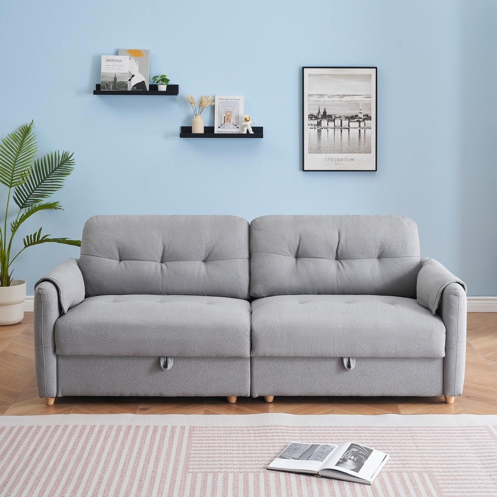 Teddy Cotton Linen Fabric Sofa with Built-in Storage
