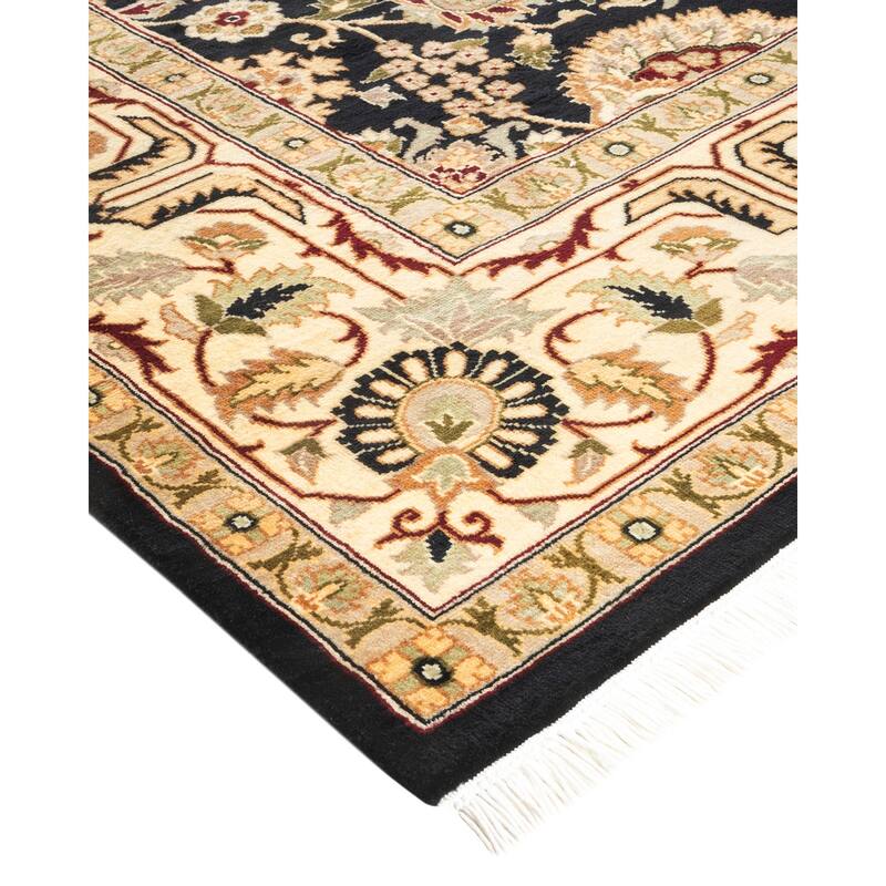 Overton Handknotted Wool Traditional Oriental Black Area Rug - 6' x 9'