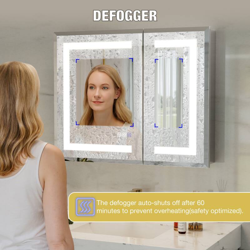 30-48'' W x 24'' H Surface or Recessed LED Bathroom Medicine Cabinet With Mirror,Defog & Quiet Hinges