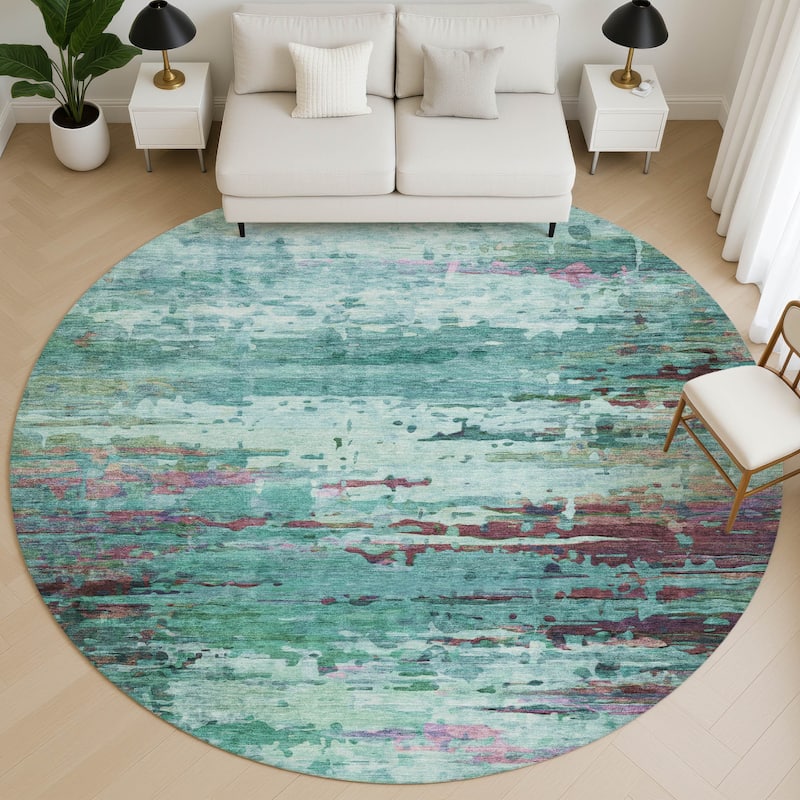 Premium Washable Super Soft Abstract Ombre Mayfield Rug - Teal - 8' x 8'
