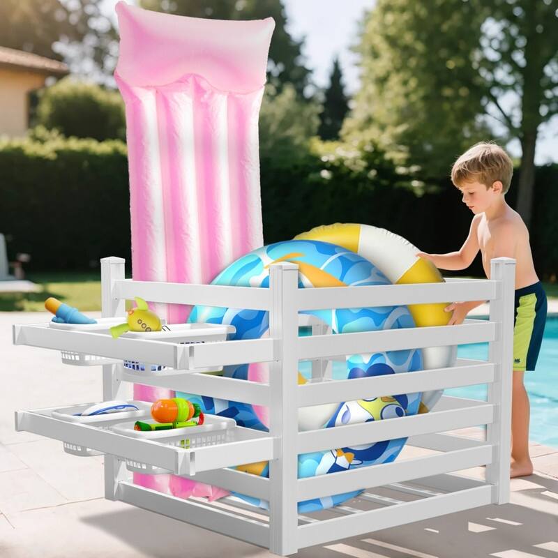 Pool Storage Bin, Pool Float Holder, Waterproof, Easy Poolside Cleanup