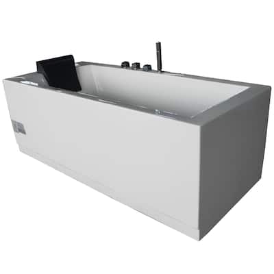 Eago 71" Three Wall Alcove Acrylic Whirlpool Tub with Right Drain,