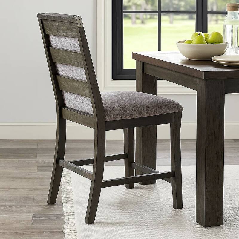 Wooden High Chairs with Upholstered Seat and Backrest, Set of 2, Gray