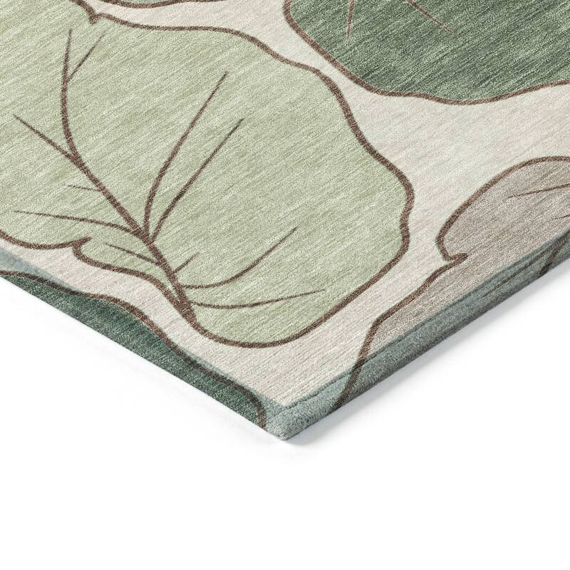 Machine Washable Indoor/ Outdoor Contemporary Floral Chantille Rug
