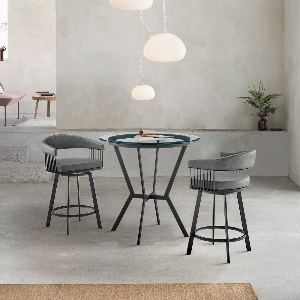 Naomi and Chelsea Counter Height Dining Set in Grey Faux Leather