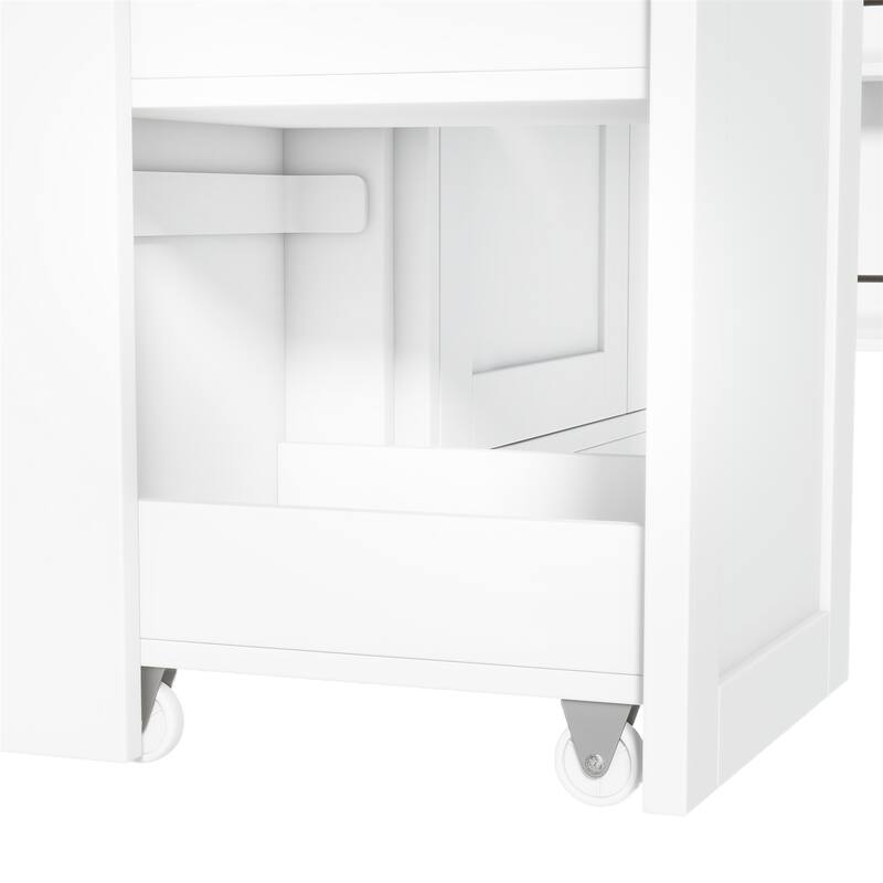 Freestanding Kitchen Pantry Storage Cabinet Cupboard with Pull-Out Side Cabinet