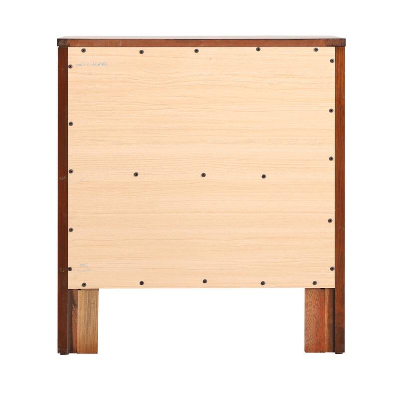 2-Drawer Cherry Nightstand with Dovetail Front and Back, 25 Inch Classic Bedroom Bedside Storage Table