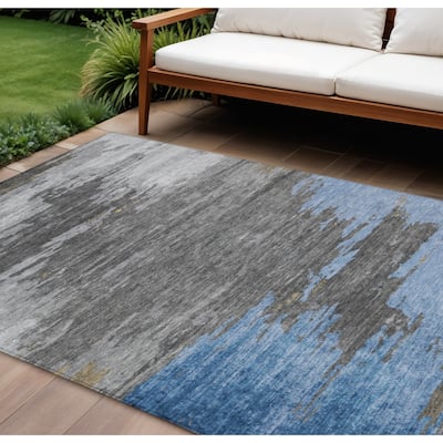 HomeRoots Abstract Transitional Rectangle Outdoor Rug