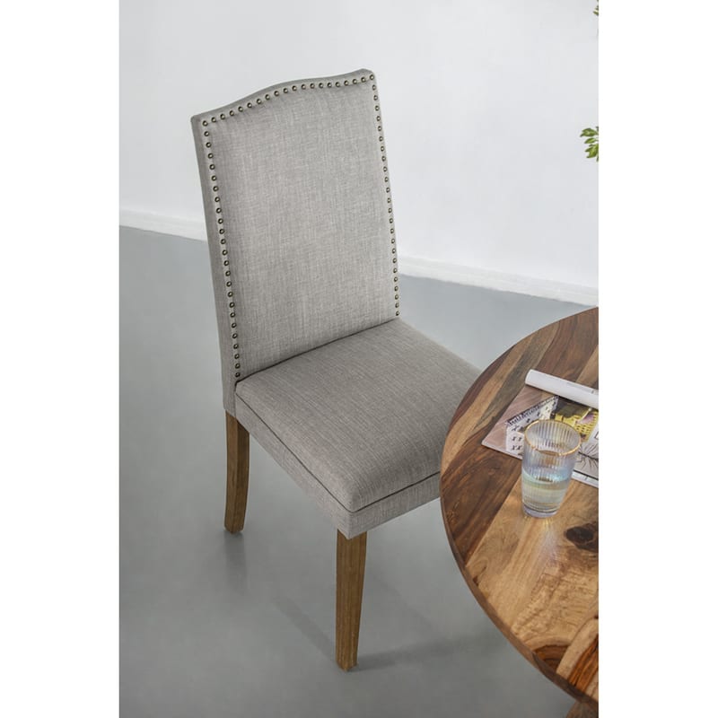 Arched Back With Nail Head Wooden Dining Chairs 39.5" Gray Brown 2Ct