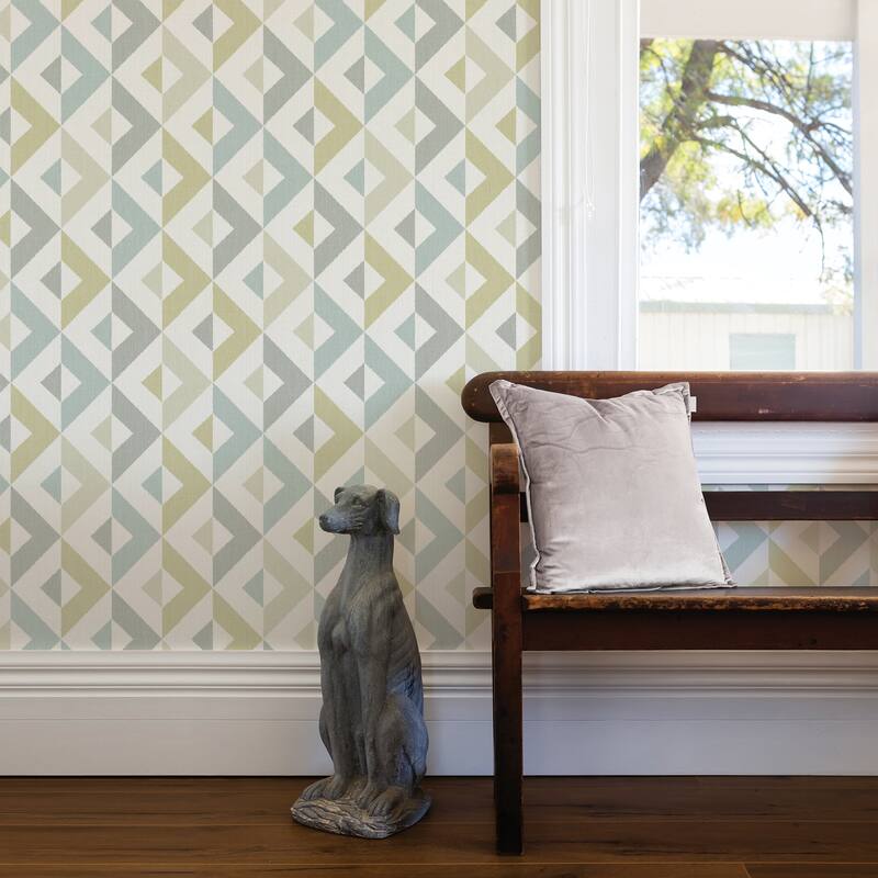 A-Street Prints Seesaw Grey Geometric Faux Linen Wallpaper