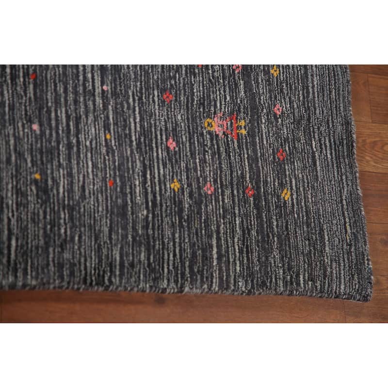 Striped Gabbeh Oriental Area Rug Wool Carpet - 8'9" x 11'6"