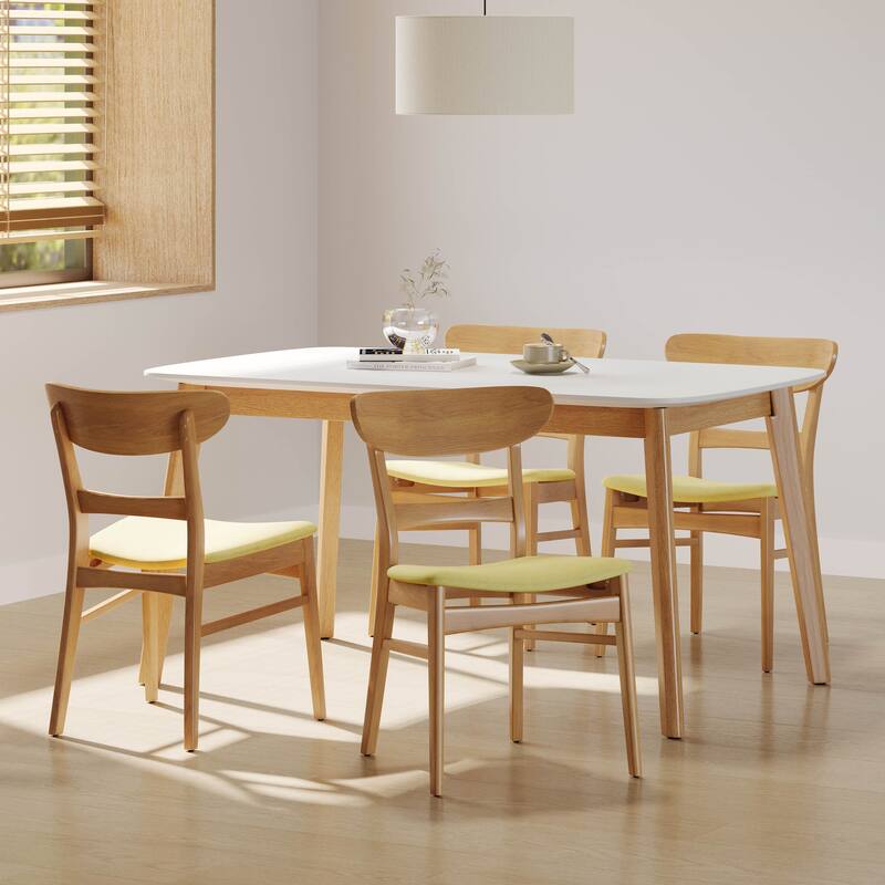 Bryner Upholstered 5 Piece Dining Set by Christopher Knight Home - White Oak+Natural Oak+Green Tea