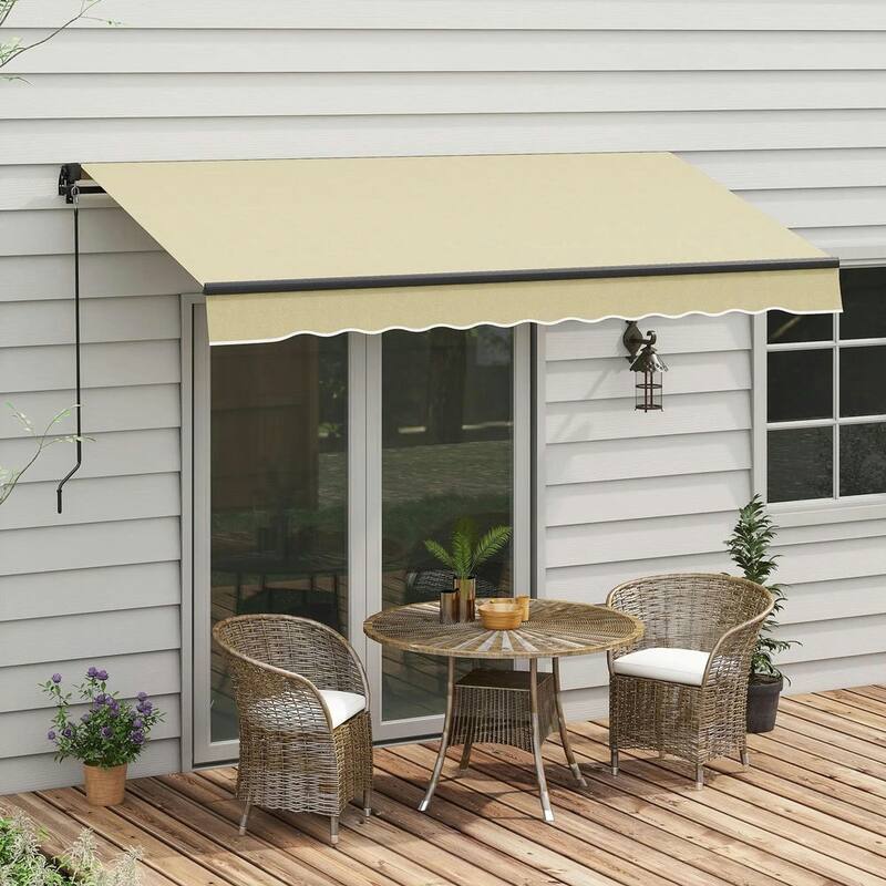 10'x8' Retractable Awning,280gsm UV Resistant Sunshade Shelter