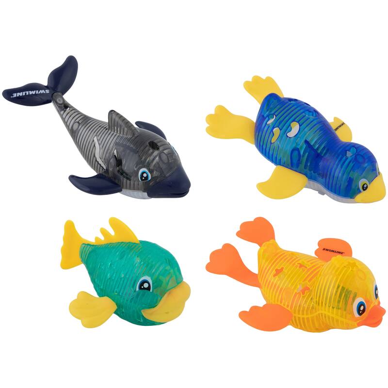 Set of 4 Water Activated Light-Up Sea Animals Swimming Pool Dive Toys