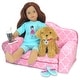 preview thumbnail 3 of 2, Sophia's - 18" Doll - Print Pull Out Sofa Double Bed - Light Pink