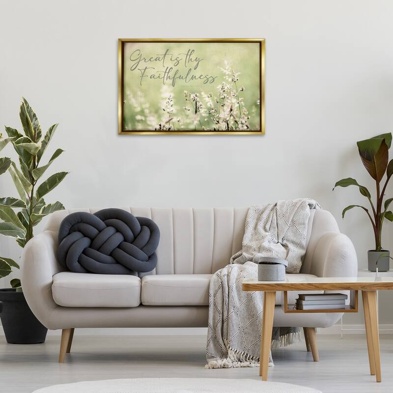Stupell Spiritual Faithfulness with Florals Framed Floater Canvas Wall Art Design By Erin Marie