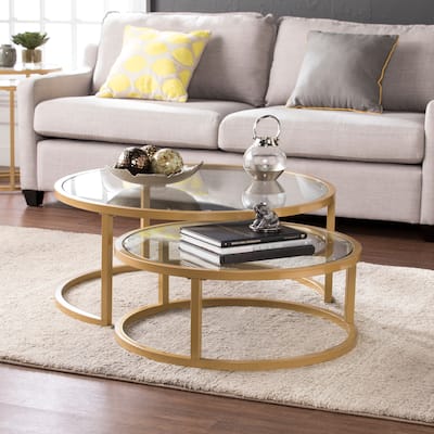 Silver Orchid Grant Glam Gold 2-piece Nesting Cocktail Table Set