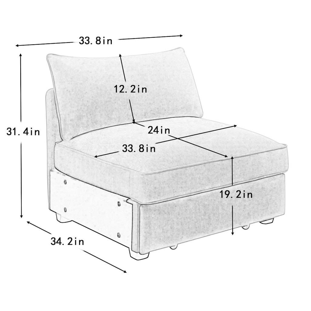 Wheat Velvet Armless Sofa Modern Comfortable Loveseat Living Room Couch