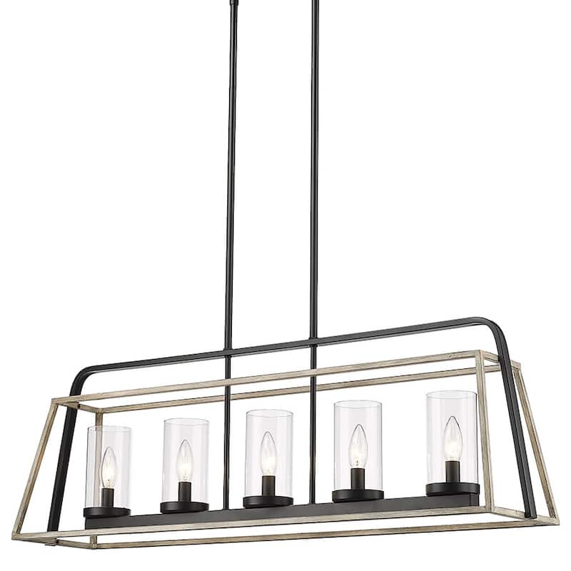 Millennium Lighting 3015 Bonnie 5 Light 38" Wide Taper Candle Linear - Matte Black / Gray Wood
