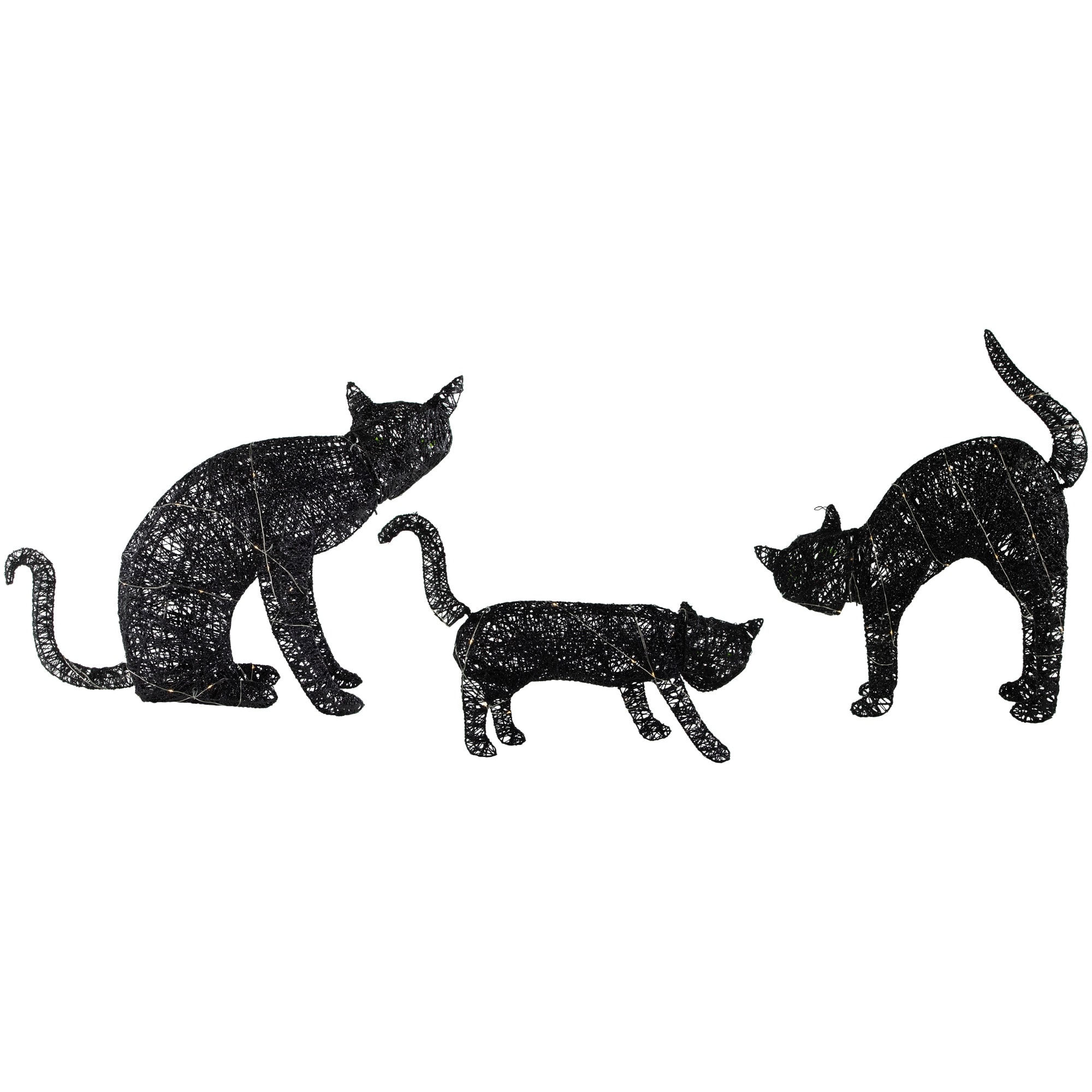 Set of 3 LED Black Cat Family Outdoor Halloween Decorations 27.5"