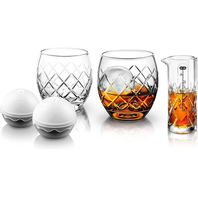 Final Touch Hand-Etched On The Rock Glass 5 Piece Set - Glasses 8 oz. - 5 Piece