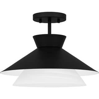 Matte Black One Light Semi Flush Mount from the Quoizel Semi-Flush Mount Collection
