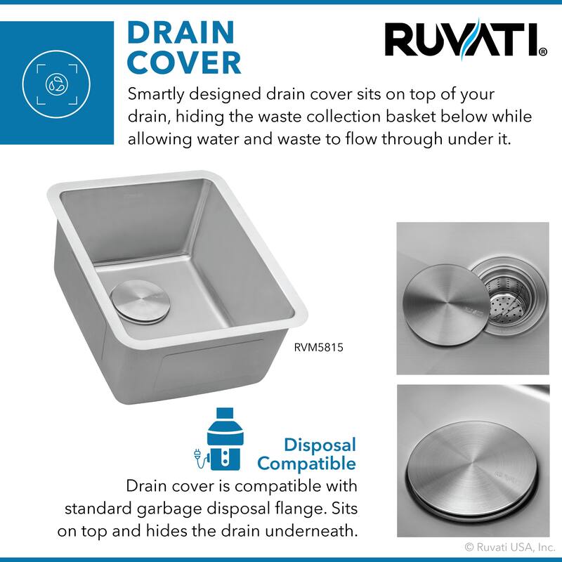 Ruvati 15-inch Undermount Bar Prep Kitchen Sink 16 Gauge Stainless Steel Single Bowl - RVM5815 - 15" X 18"