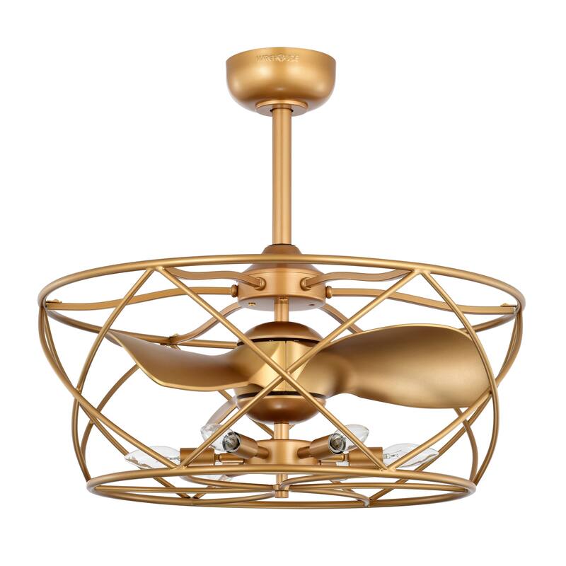 Femi 26-inch Matte Gold 6 Lights 3 Blades Lighted Ceiling Fan with Remote
