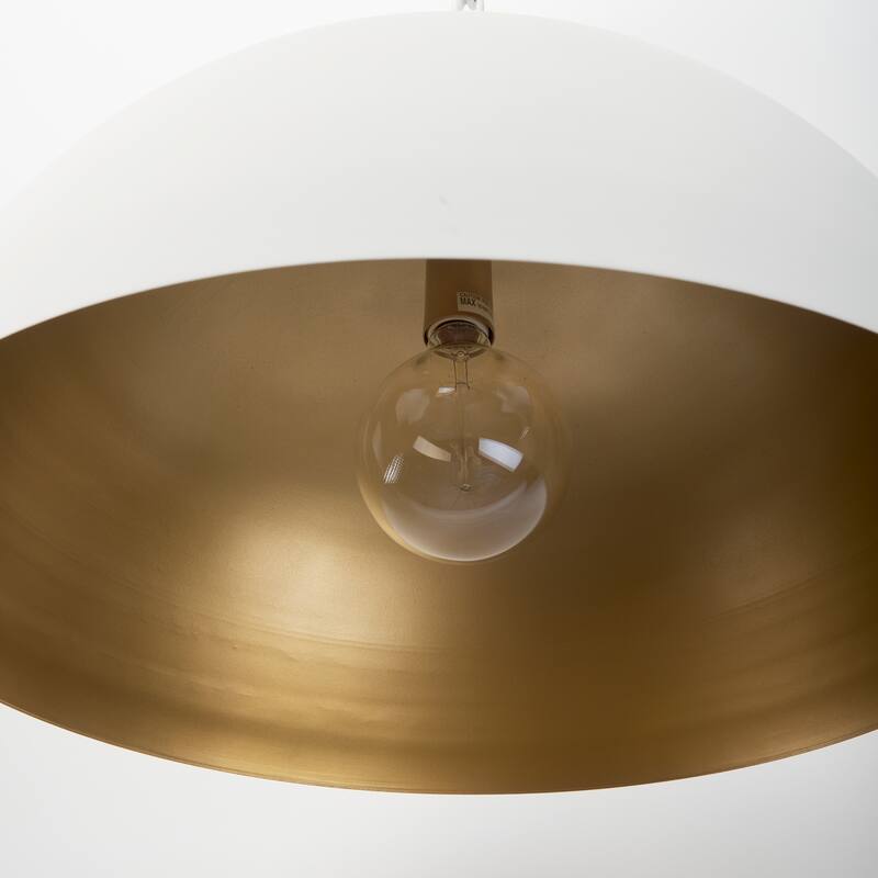 Juniper Matte White And Gold Dome Pendant Light