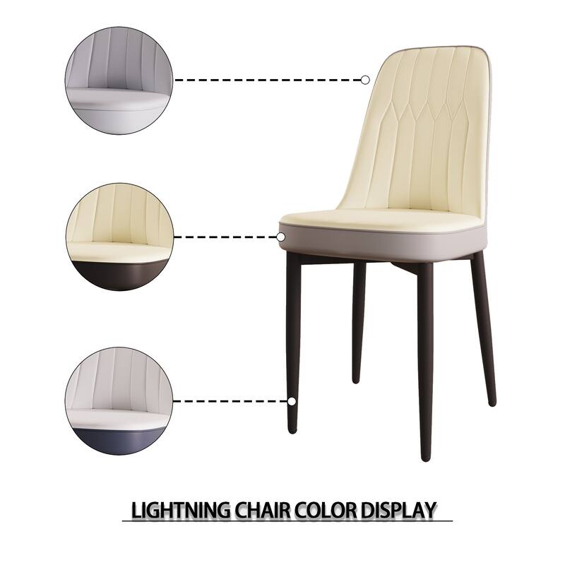 Modern PU 4 Piece Kitchen Dining Chair Set with Cushions, Metal Legs, Anti-Scratch Foot Pads for Dining Room Kitchen Living Room