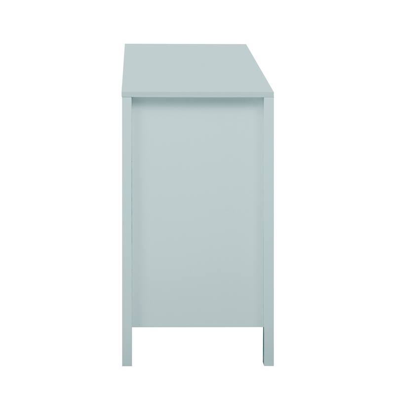 Roomfitters Sideboard Buffet Cabinet with 3 Drawers, Mid-century Modern Fluted Accent Storage for Kitchen & Dining, Cyan