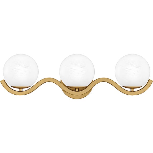 slide 2 of 8, Spherical 3-Light Aged Brass Bath Light